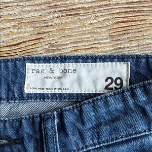 rag & bone Lori Mid-Rise Wide Leg Jeans - Dark Blue